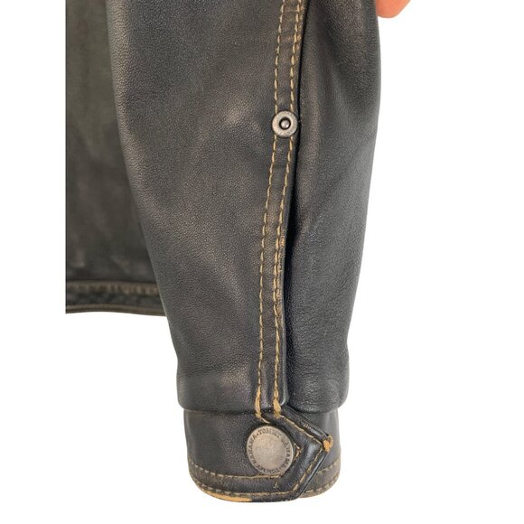 Tommy Bahama Mens Black Leather Jacket Small S Full Zip EUC RFF10661 - Picture 8 of 12